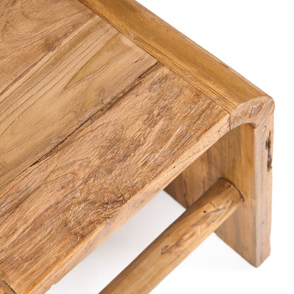 Teak Side Table - Natural Arc Accent Table for Living Room