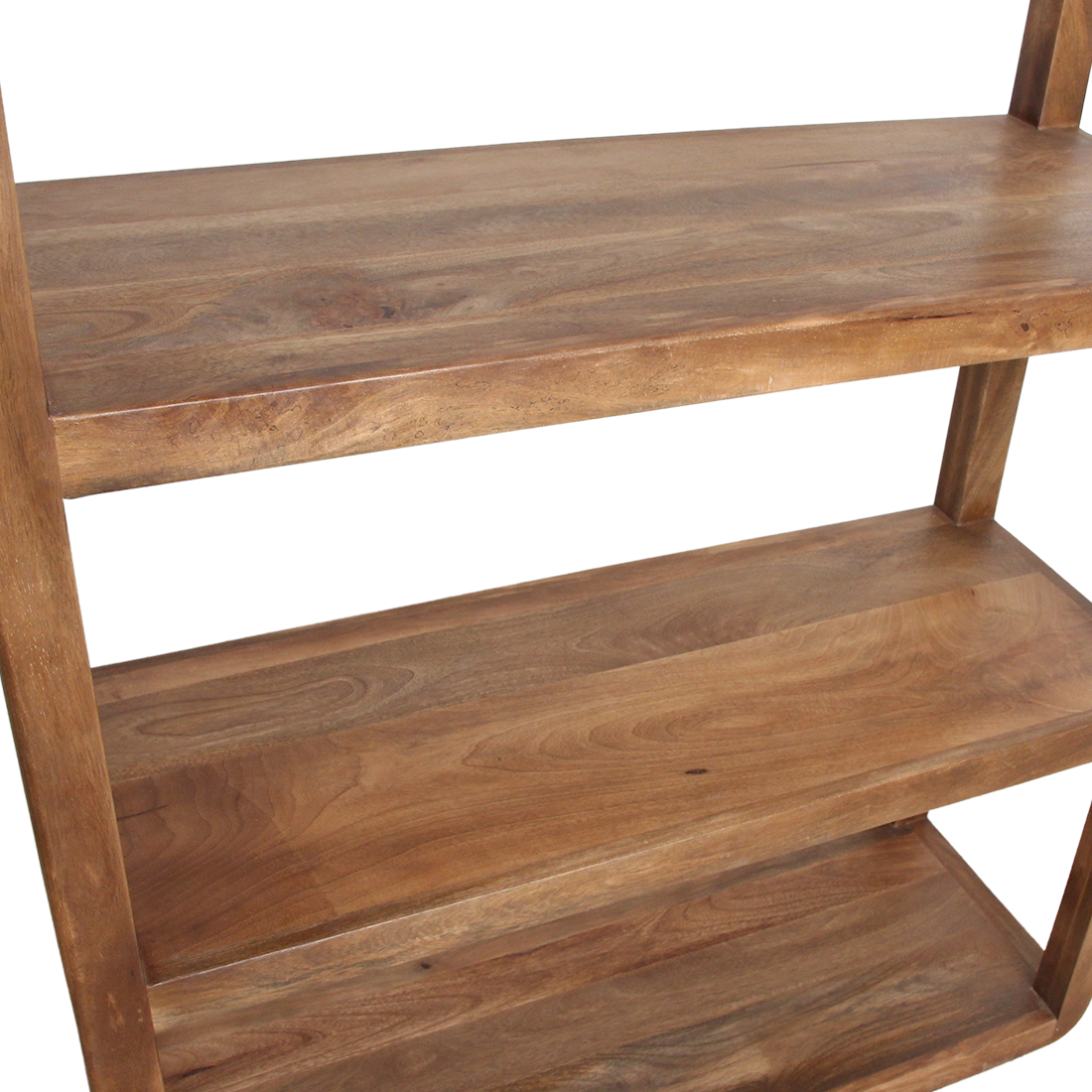 Mango Wood Bookcase - 5-Shelf Bullnose Rack for Home Storage