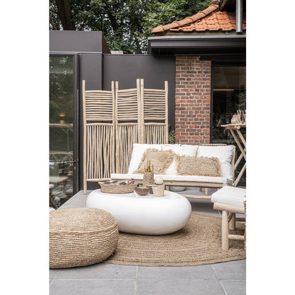 Raffia Pouffe - Natural Woven Ottoman, Round Accent Seating