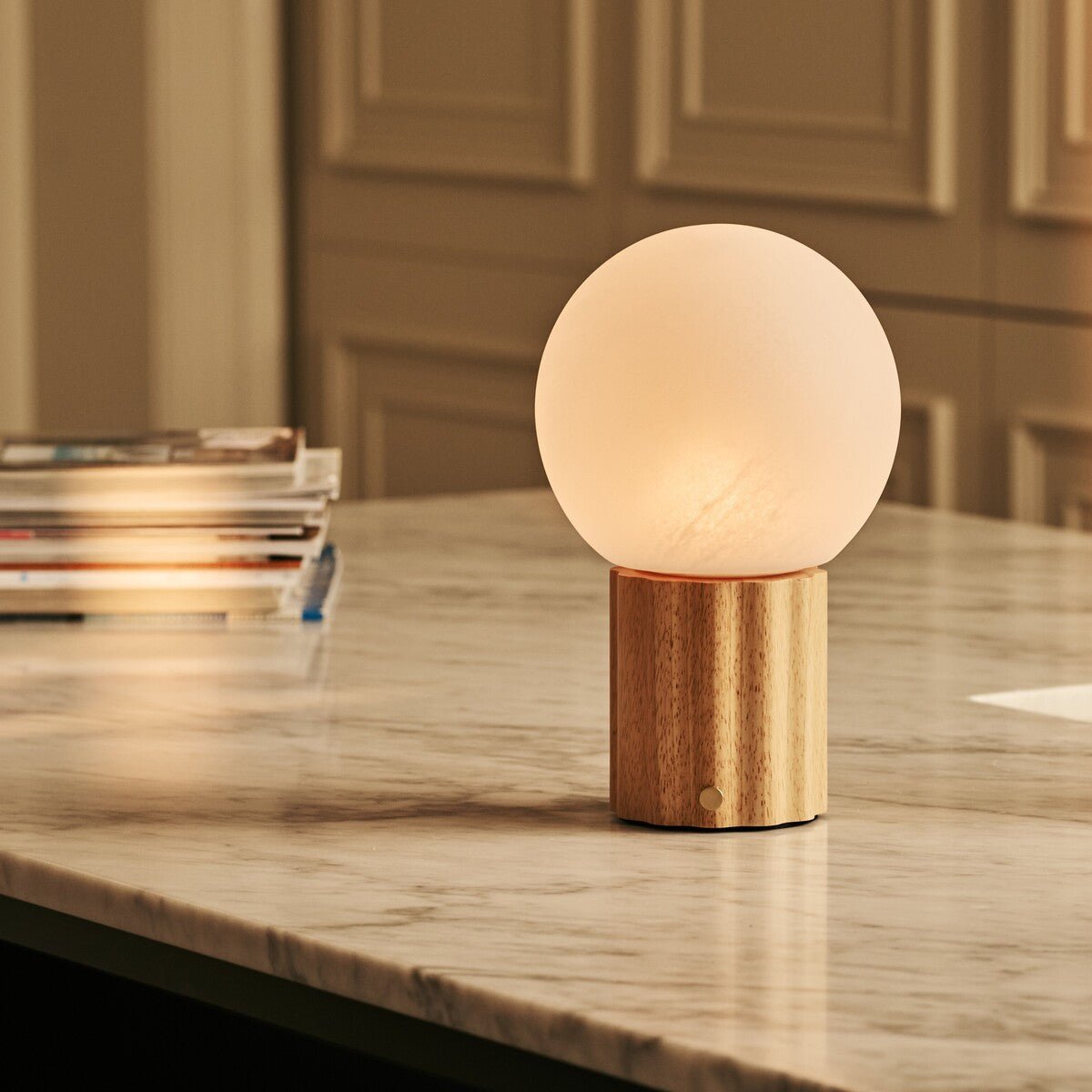 Light Brown Table Lamp – Rechargeable Cordless Lamp with 3 Light Colors