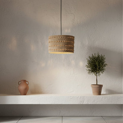 Seagrass Pendant Light - Natural Fiber Hanging Lamp, Small