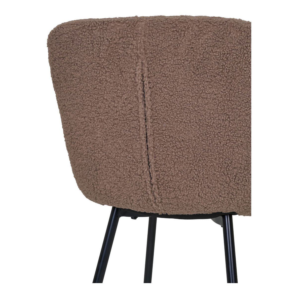 Dining Chairs Dark Brown Faux Fur - Modern Steel Leg Set, 48cm