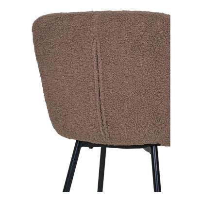 Dining Chairs Dark Brown Faux Fur - Modern Steel Leg Set, 48cm