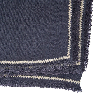 Linen Tablecloth - Black Natural Tuscany Style - 150x300