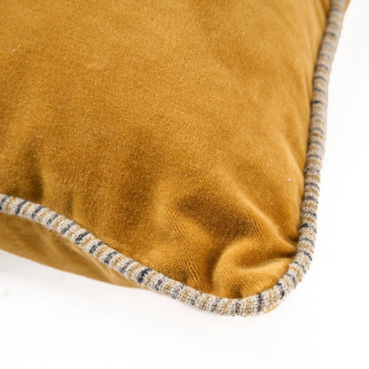 Velvet Cushion Cover - Mustard Yellow Decorative Pillow - 50x50