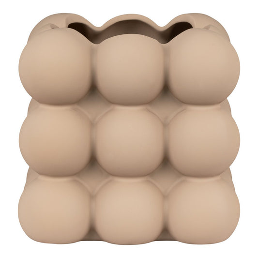 Ceramic Flowerpot - Brown, Modern Style, 13.5cm Square Planter