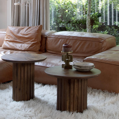 Bullnose side table brown 50 cm