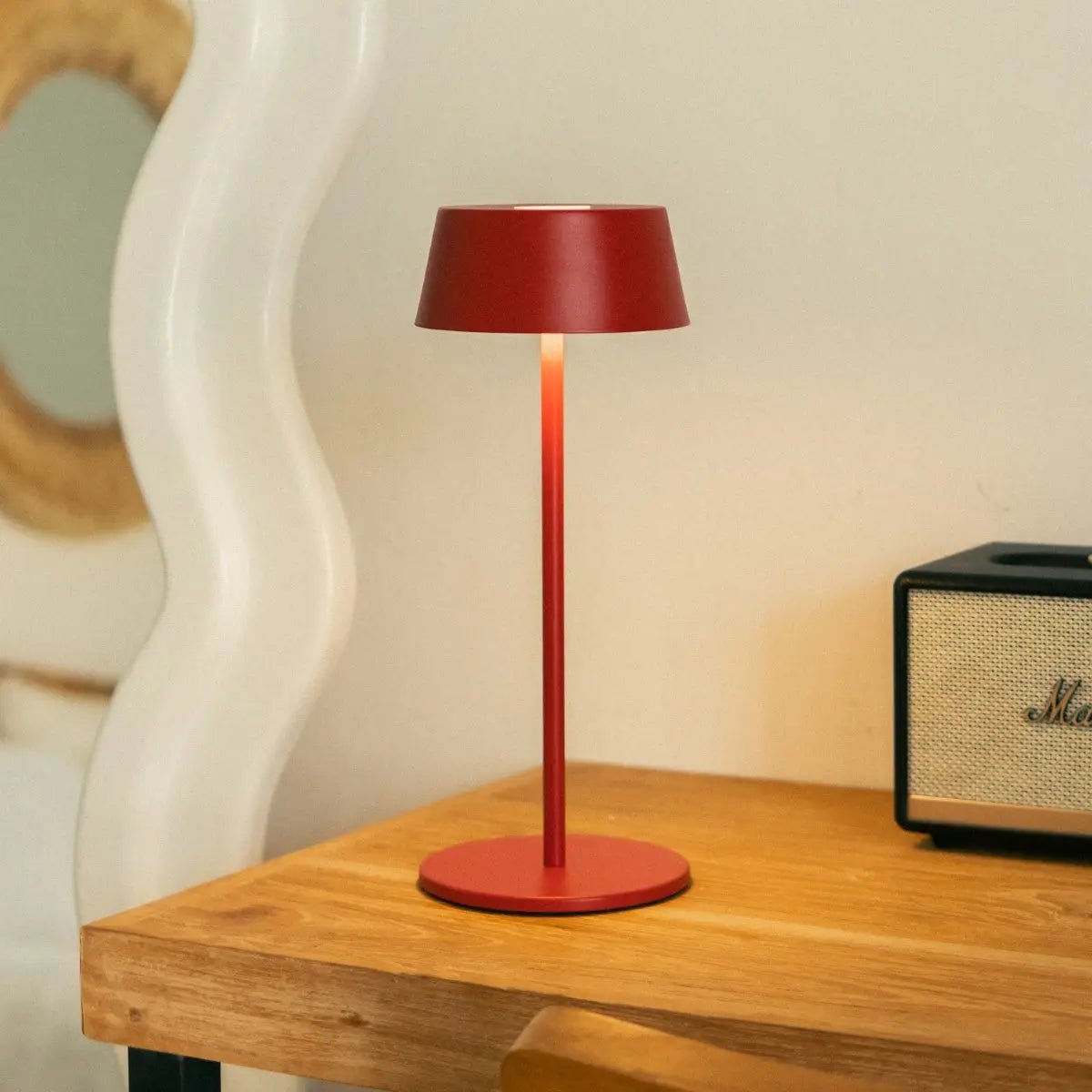 Hugo Berry Red Rechargeable Table Lamp | Dimmable, Stylish & Cordless