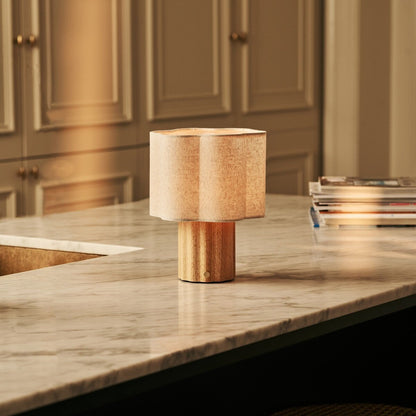 Yalisa Light Brown Rechargeable Table Lamp | Modular, Linen Blend & Dimming Function