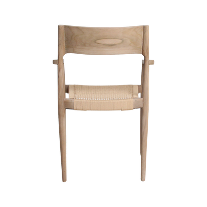 Freya Garden chair with Natural Armrest - Light Teakhout