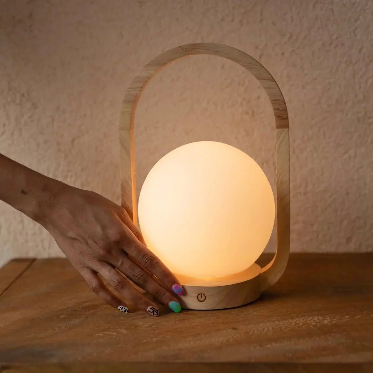 Skye Light Brown Wooden Cordless Lamp | Rechargeable, Dimmable & 3 Light Modes