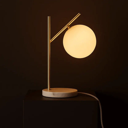 Marble Table Lamp with Frosted Glass – Modern Bedside Lamp