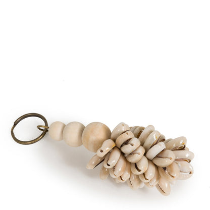 Natural Wood Keychain - Canggu Shell Charm, Coastal Style