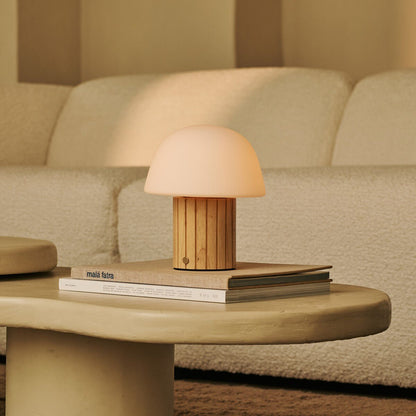 Rechargeable Table Lamp - Light Brown Dimmable Lamp with Modular Shade