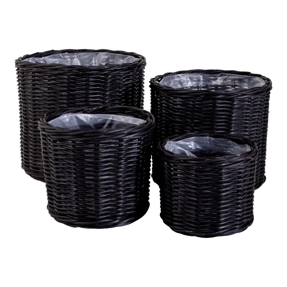 Bogor Baskets - Black, Kubu Rattan/Plastic - Set of 4