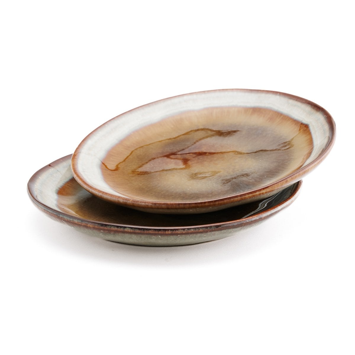 Ceramic Appetizer Plate - Portuguese Design, Unique Crackle Glaze
