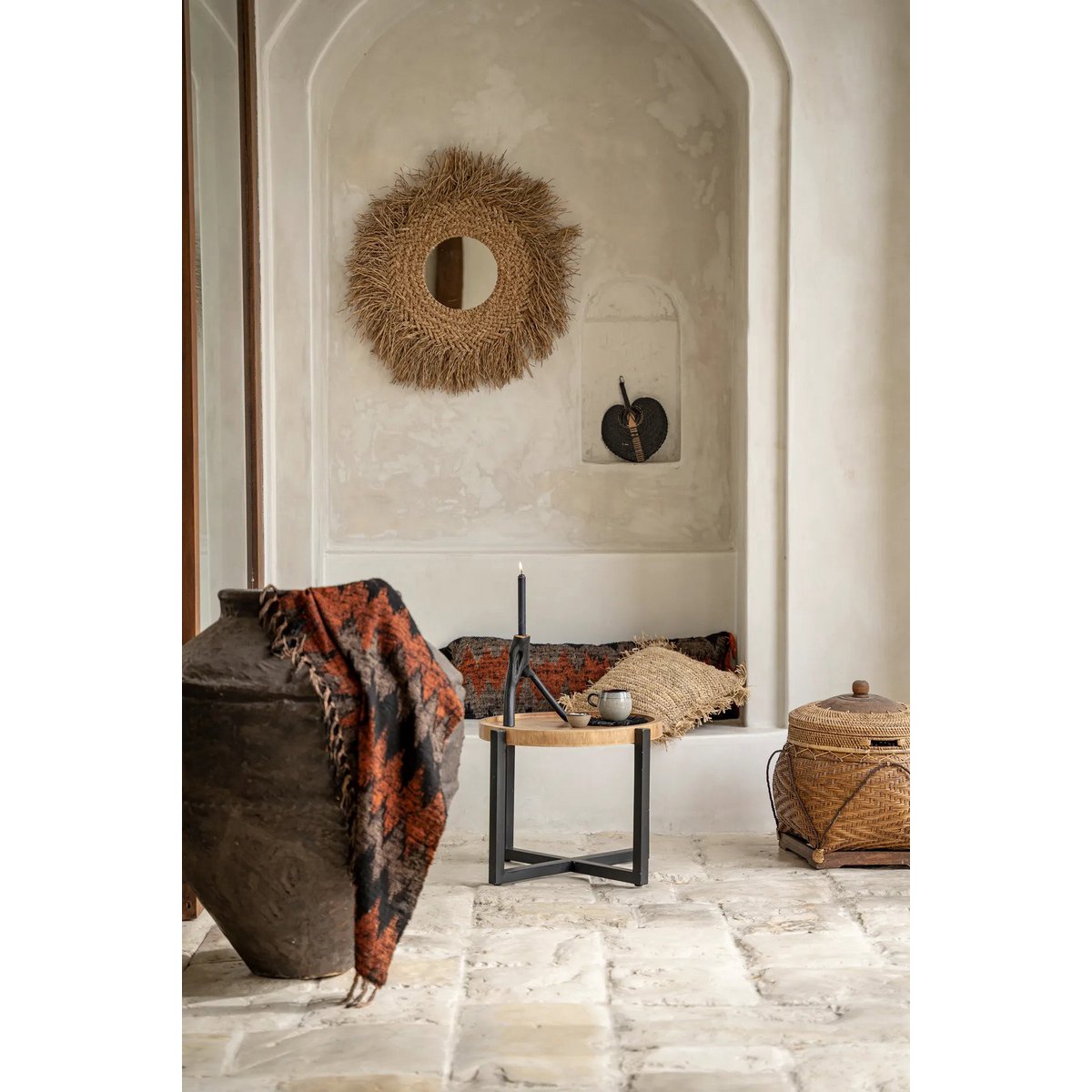 Water Hyacinth Wall Mirror - Natural Woven Round Mirror