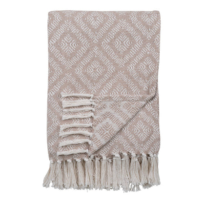 Karierte Decke - Elfenbein/Beige, 100 % recycelte Baumwolle, 130x160 cm