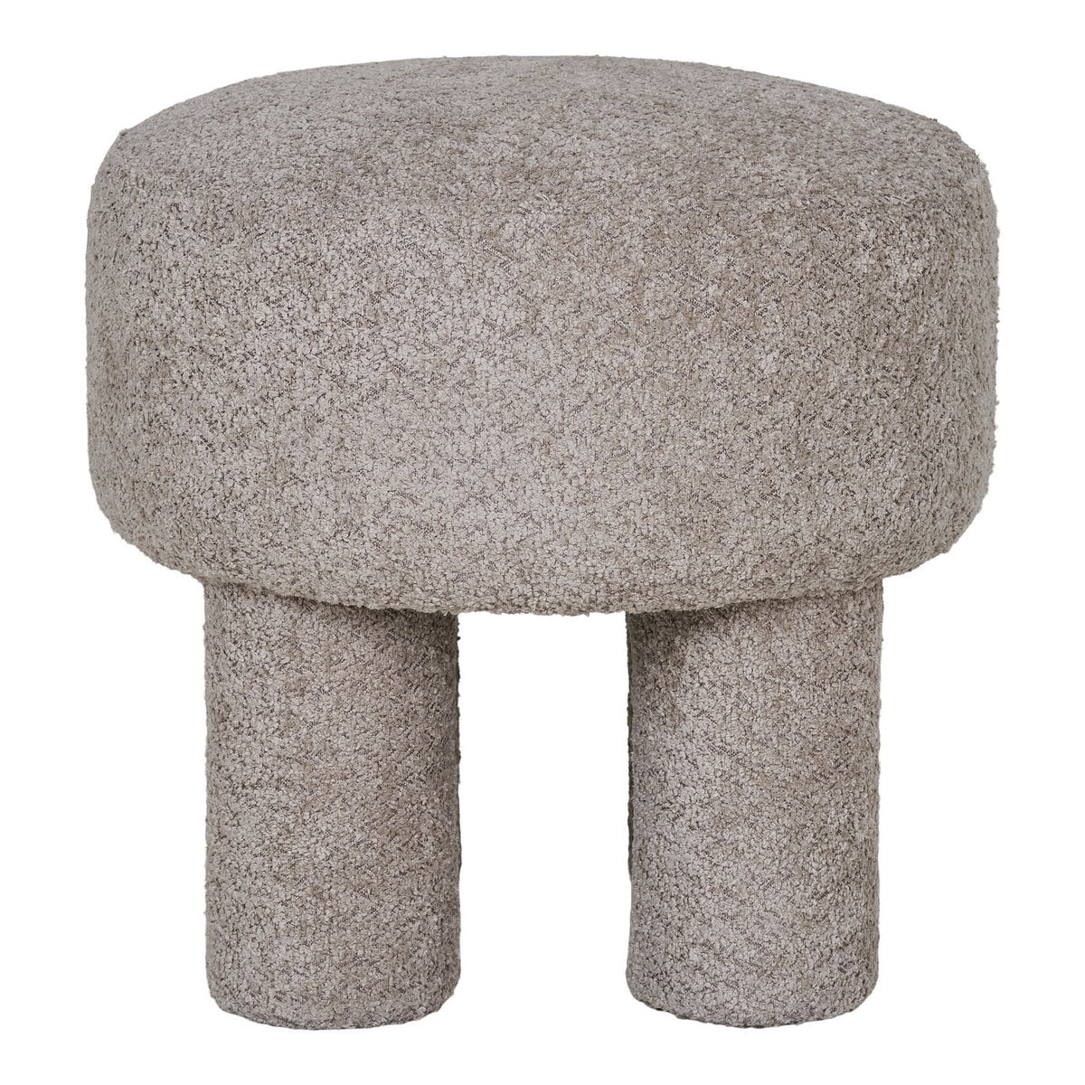 Light Grey Footstool Pouf - Modern Round Ottoman, 43cm