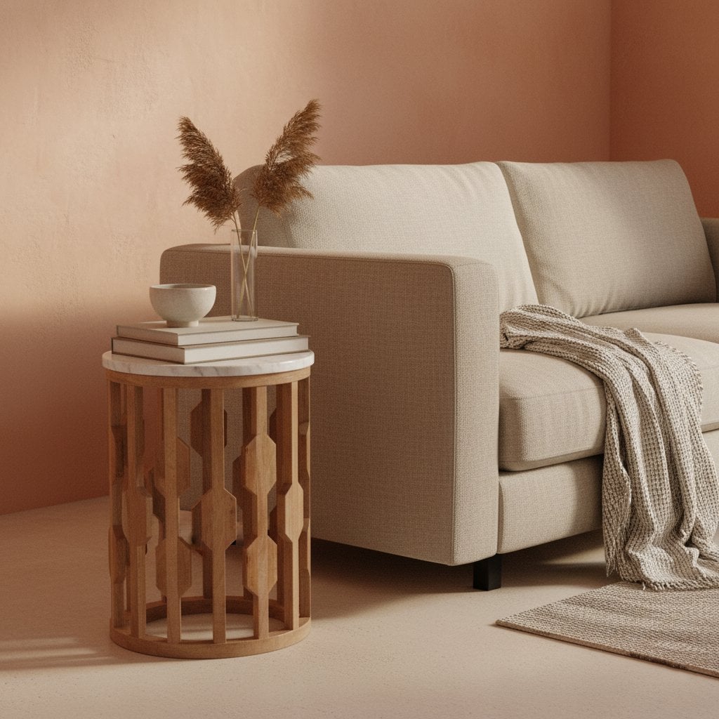 Aceh side table marble white - 40x40x50 cm