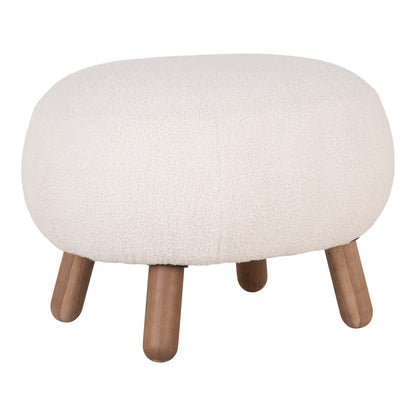 Savona Footrest - White, Polyester/Rubberwood/Pine, 60x50x37 cm