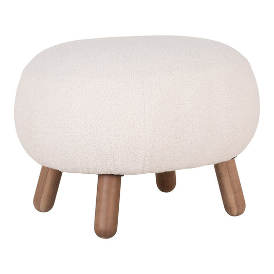 Savona Footrest - White, Polyester/Rubberwood/Pine, 60x50x37 cm