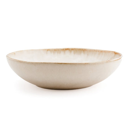 Stoneware Pasta Plate - Cascais Handcrafted Dinner Plate with Burnt Umber Rim