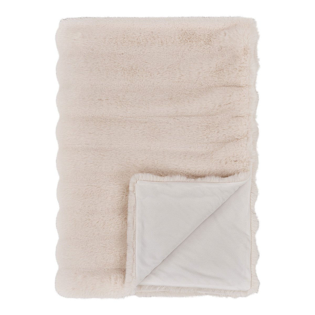 Faux Fur Throw – White Artificial Fur Cozy Throw, 130x180 cm