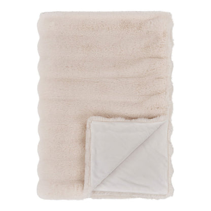 Faux Fur Throw – White Artificial Fur Cozy Throw, 130x180 cm