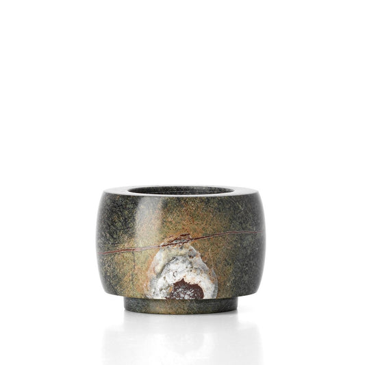 Marble Tea Light Candle Holder - Green Bidasar Stone, Low
