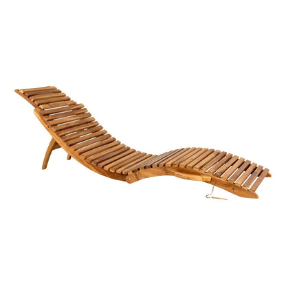 Teak Sunlounger - Natural Wood Outdoor Lounger - 160x50 cm