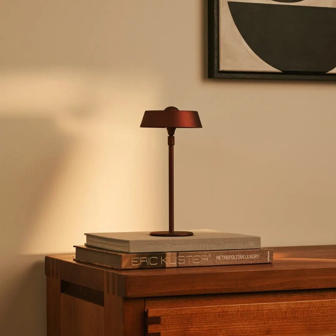 Bronze USB Rechargeable Table Lamp – Minimalist Dimmable Bedside Light