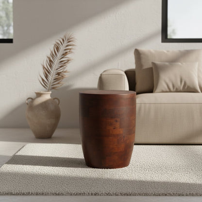 Mango Wood Stool Side Table - Pacific Tuvalu Design