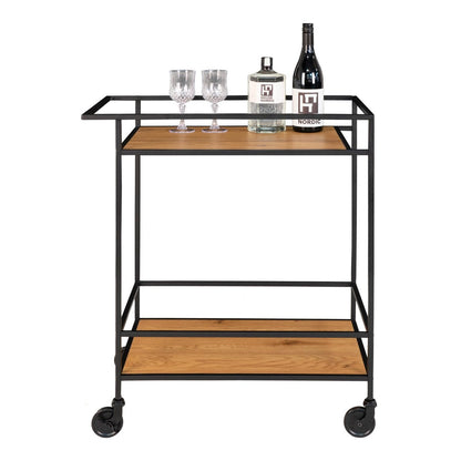 Vita Bar Trolley - oak look, black, 68x40x79cm