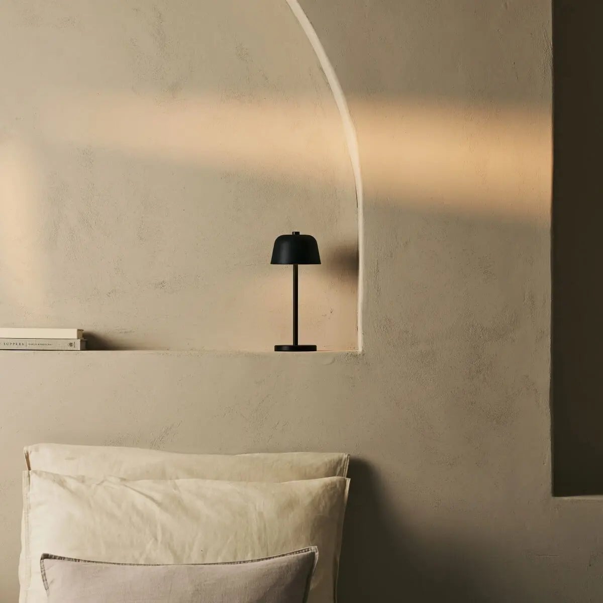 Rechargeable Table Lamp - Black Cordless Lamp with Dimmer