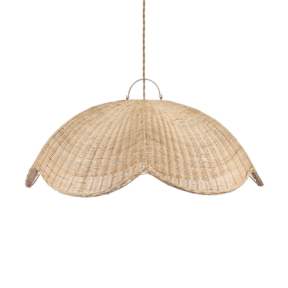 Rattan Pendant Light - XL Natural Wave Design