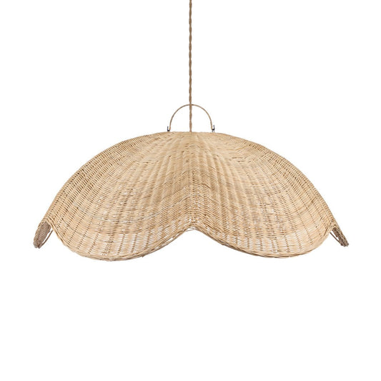 Rattan Pendant Light - XL Natural Wave Design