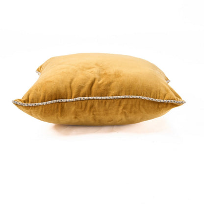Velvet Cushion Cover - Mustard Yellow Decorative Pillow - 50x50