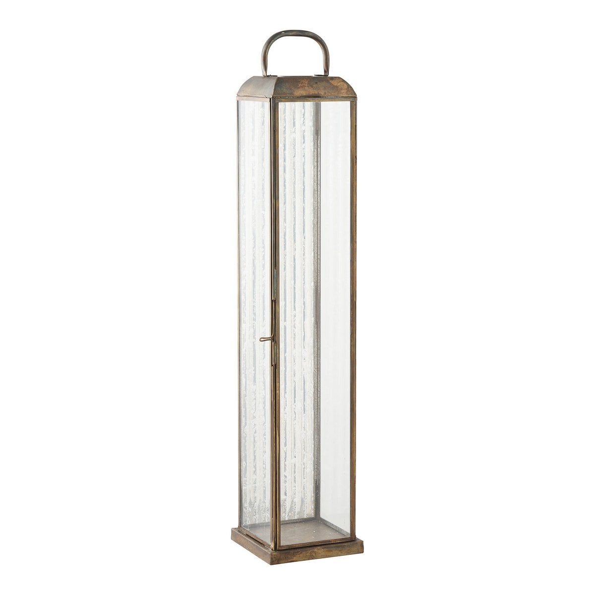 Lampion Herslev, verre/métal, aspect laiton antique, 12x12x60 cm