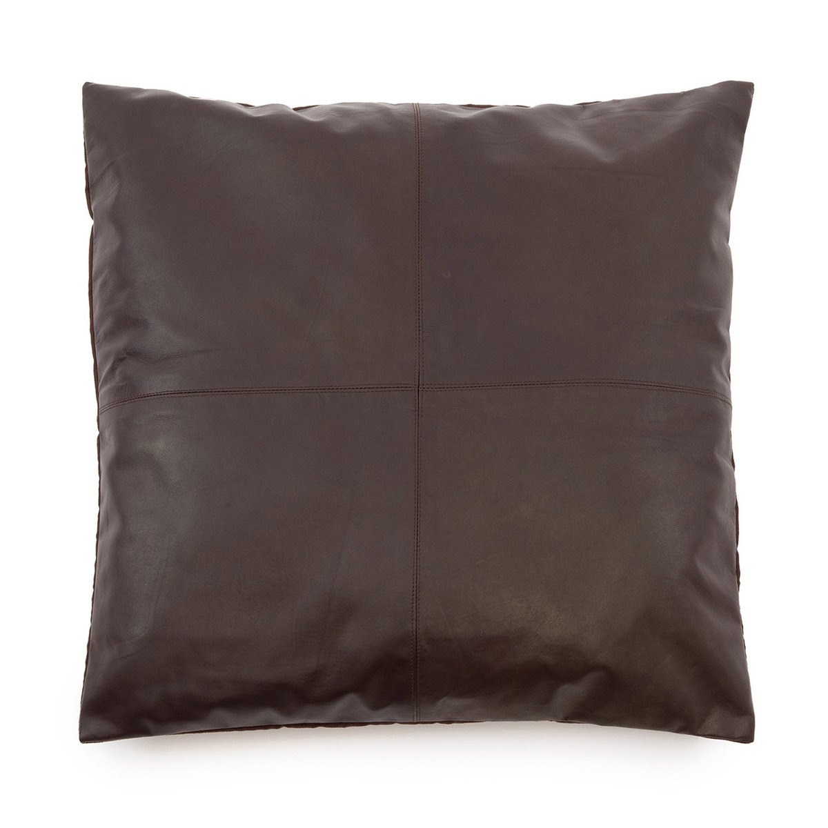 Funda de cojín de cuero de cuatro paneles - Chocolate - 60x60