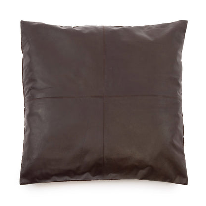 Funda de cojín de cuero de cuatro paneles - Chocolate - 60x60