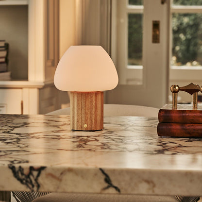 Rechargeable Table Lamp Dimmable - Light Brown Modular Lampshade