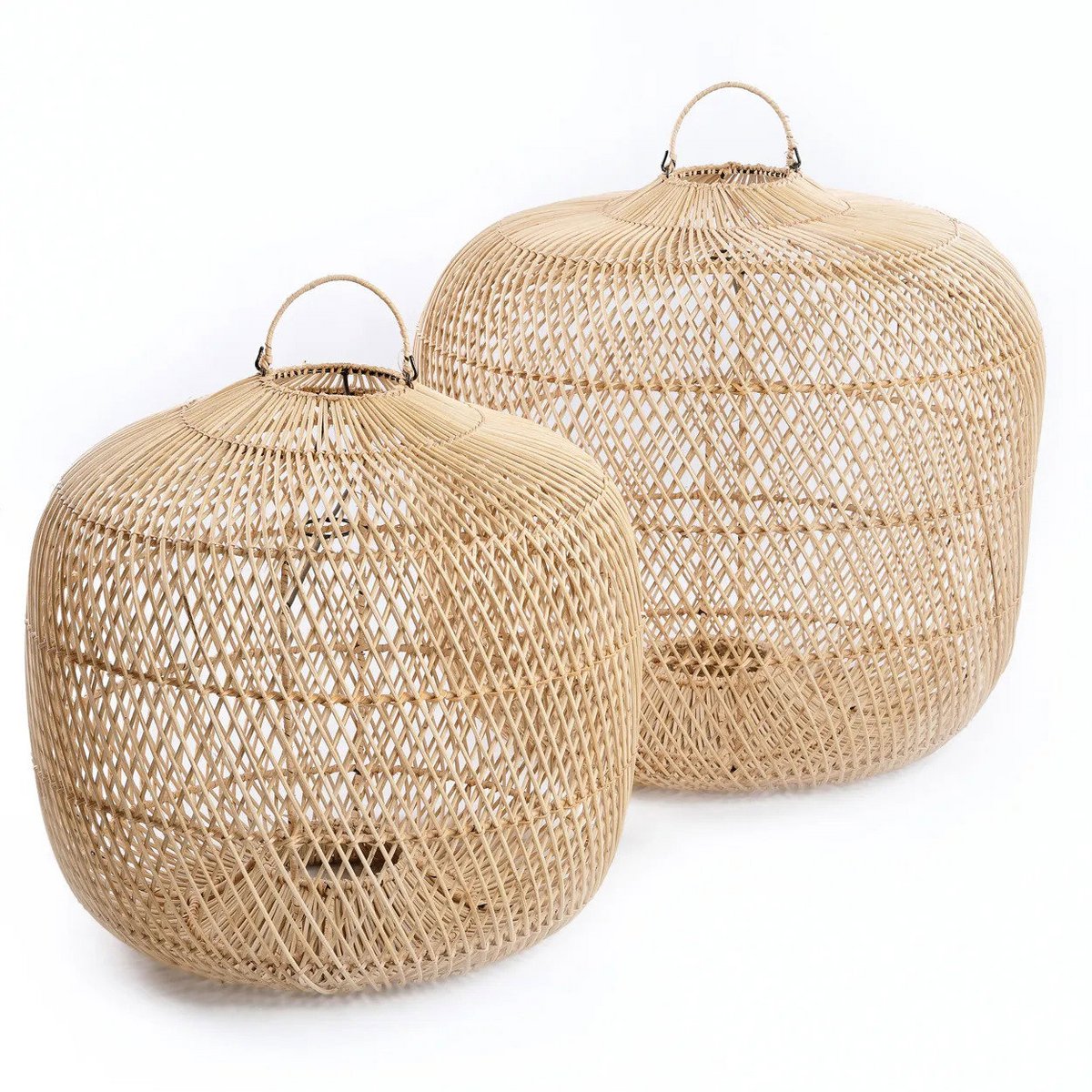 Rattan Pendant Lamp - Natural Woven Lighting, Large Size