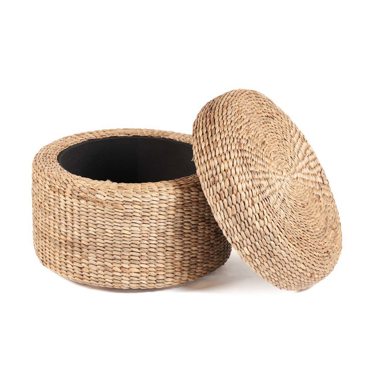 Natural Round Storage Ottoman - Woven Accent Furniture