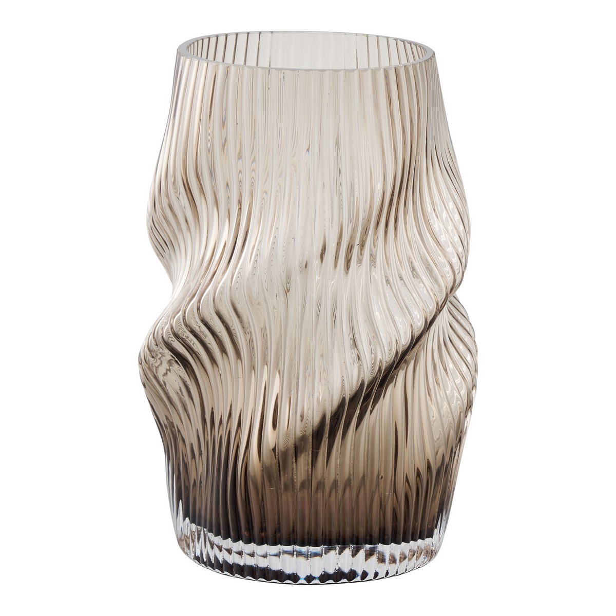 Glass Vase – Brown Mouth Blown Decorative Vase, 17x25 cm