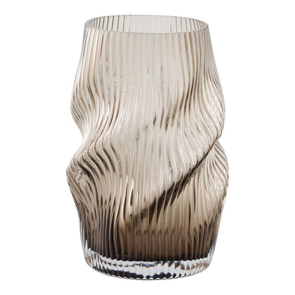 Glass Vase – Brown Mouth Blown Decorative Vase, 17x25 cm