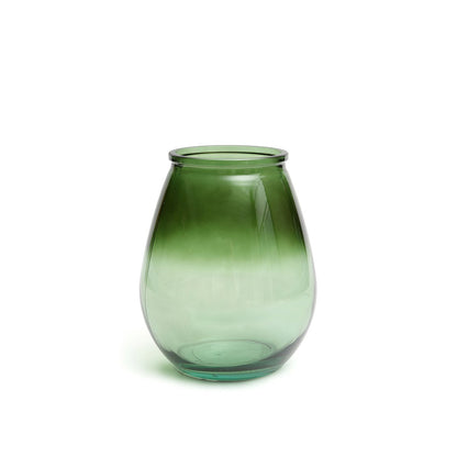 Recycled Glass Vase - Green Qiezi Vase - Modern Home Decor - Medium
