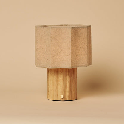 Linen Table Lamp Rechargeable Dimmable - Light Brown, Modular Design