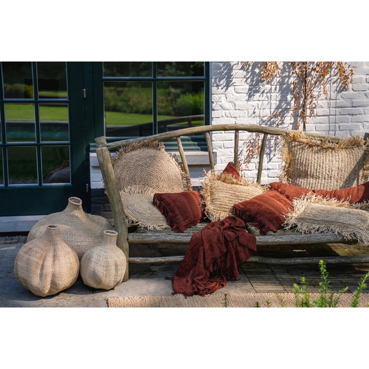 Velvet Cushion Cover - Burgundy Bohemian Style - 35x100