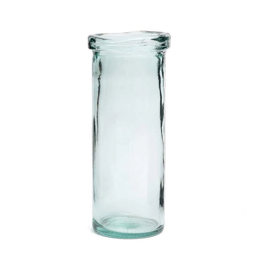 Glass Vase - Minimalist Blue Vase for Flowers or Decor - Medium